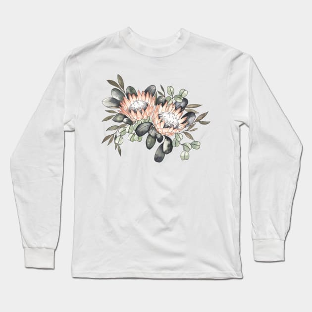 Bouquet - Protea Eucalyptus Long Sleeve T-Shirt by themintgardener